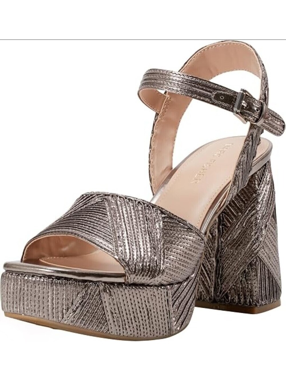 Marc Fisher Women's Seleny Metallic High Block Heel Platform Sandals Size 9